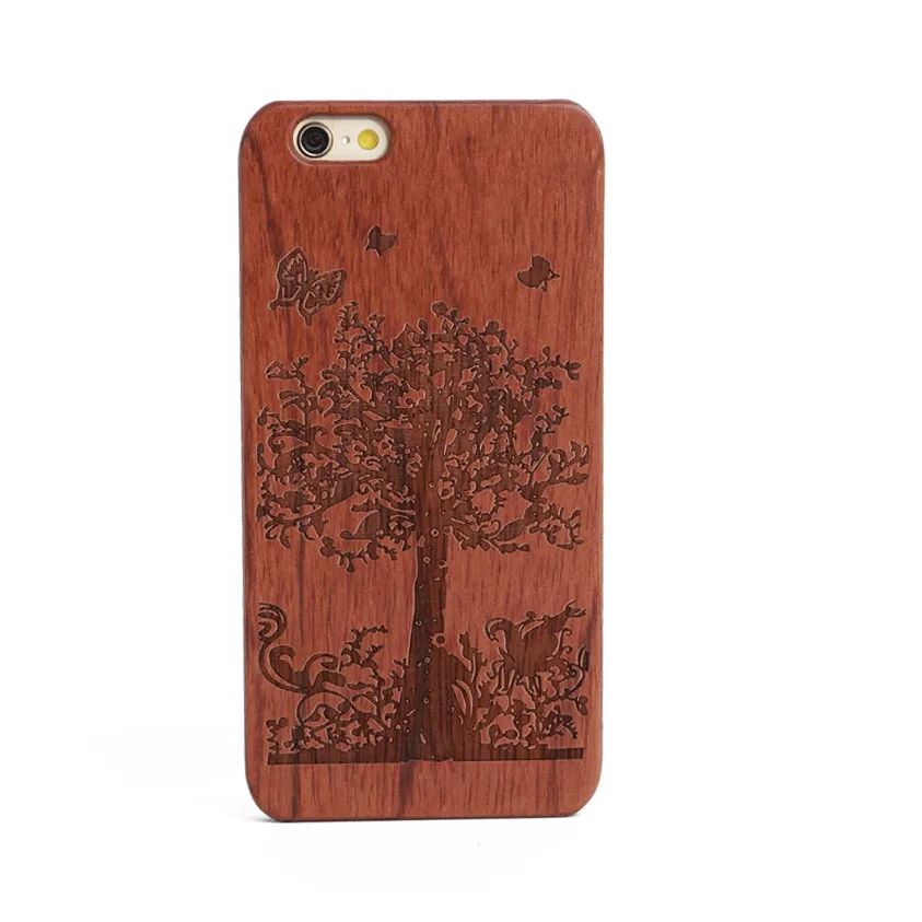 

High Quality Luxury Natural Carved Real Wood Cell Phone Case For iPhone 6