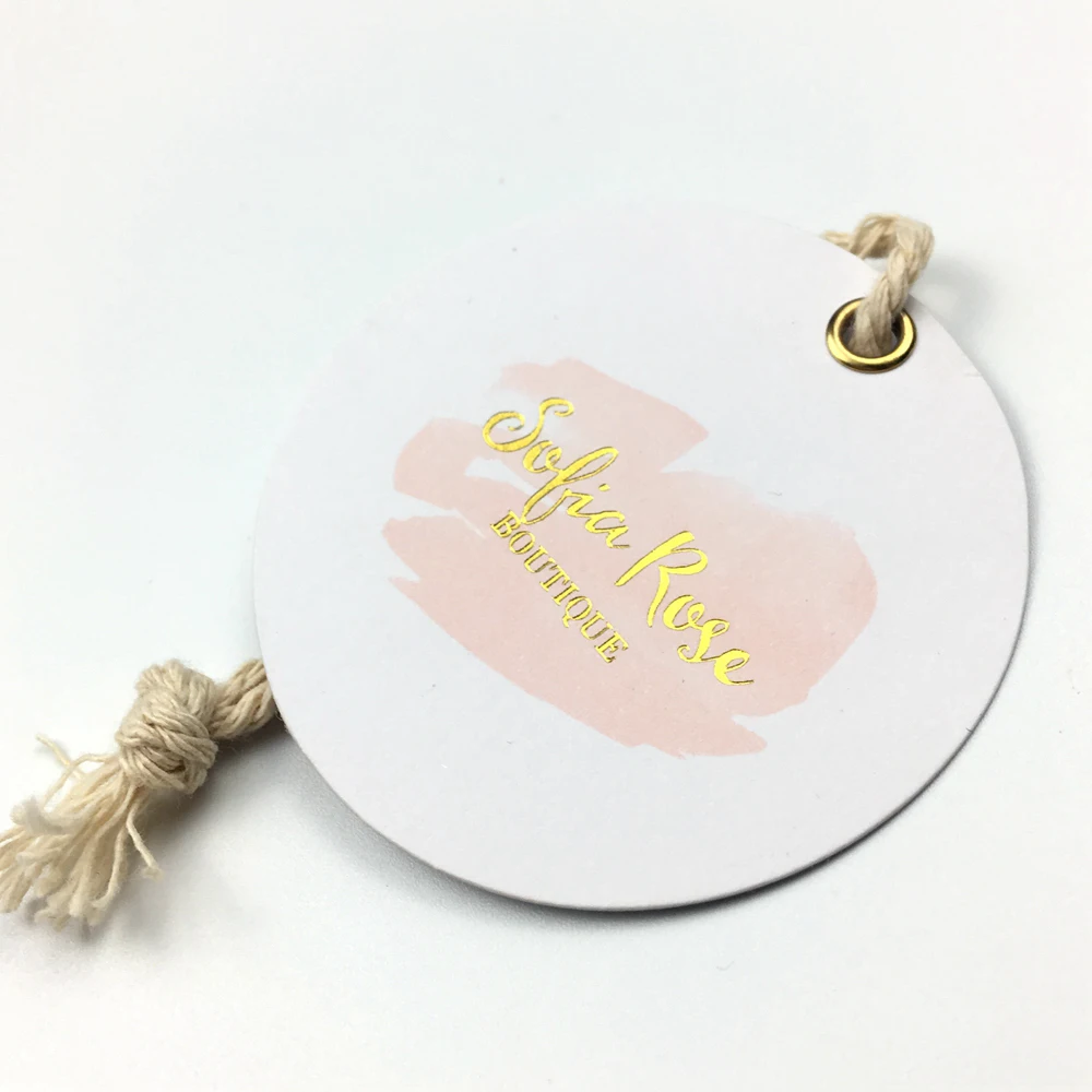 

numbered white mate cardstock hang tag with your own design logo, Customized color