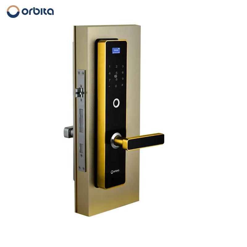 

Orbita security household office home biometric fingerprint phone unlock deadbolt push pull door lock, Silver,golden,red copper,black