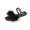 Myfur summer beach real feather turkey fur ladies plush soft comfortable fur slides