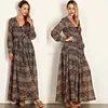OEM Mother Daughter Matching Dress 100% Polyster Leopard Print Woven Maxi Wrap Bodice Fashionable Dress For Fat Women
