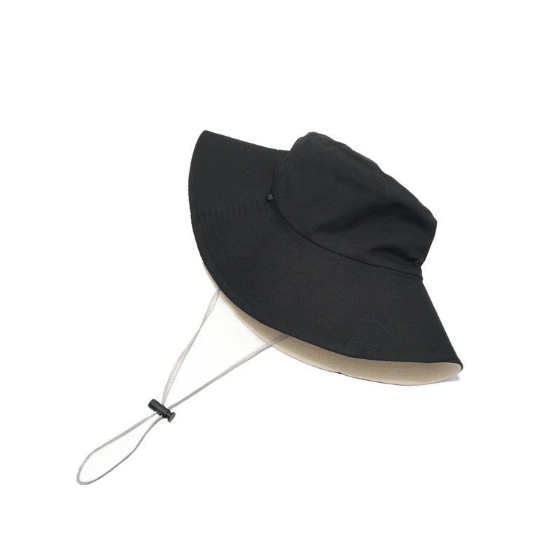 Custom Wide Brim Blank Black Reversible Double Sided Bucket Hat With String Buy Double Sided