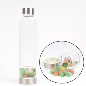 Image of 2019 most popular crystal gravel water bottle bpa free glitter healing gemstone bottles
