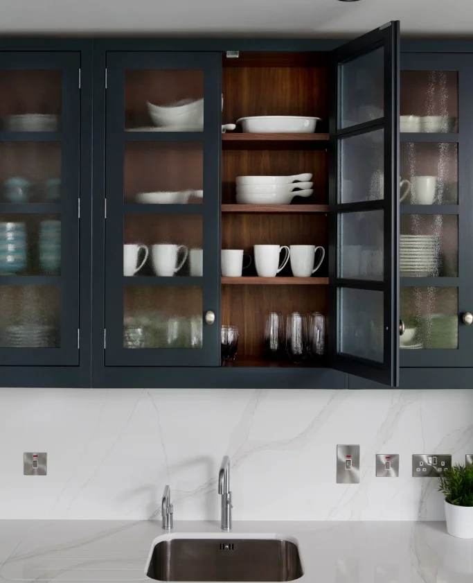 Image showcasing Modular Kitchen Cabinets Shaker Style With Glass Door - Buy Modular ...