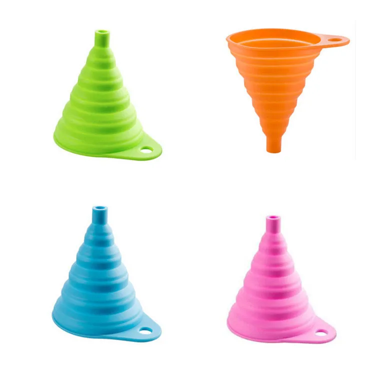 

folding funnel creative household products candy color long-necked funnel portable silicone funnel, Blue;green;pink;orange;black;red;rose red