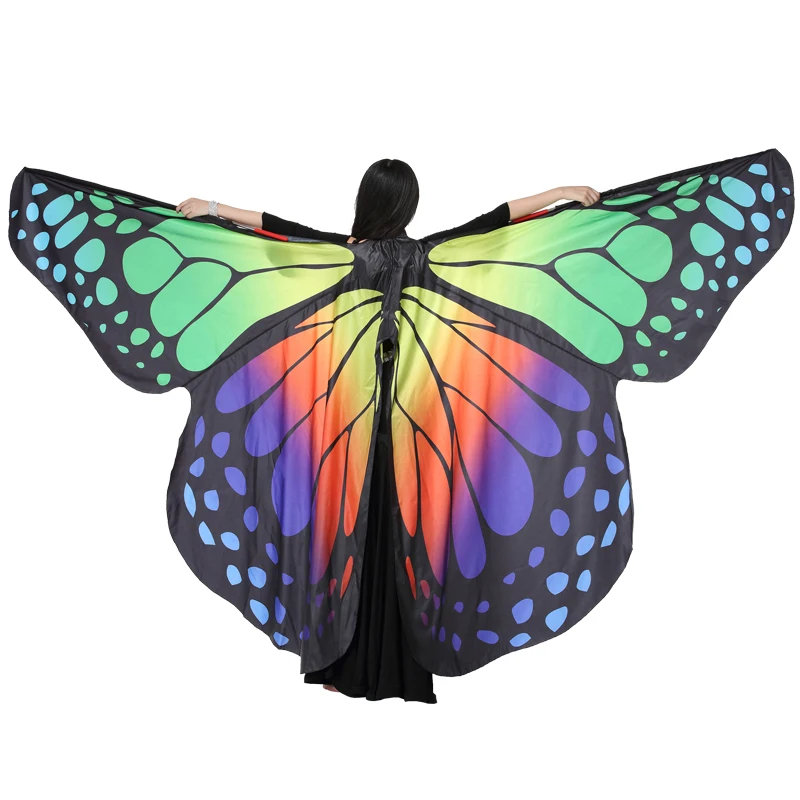 

Adult Tie dye Butterfly belly dance isis wings for Performance, Rainbow;multicolor