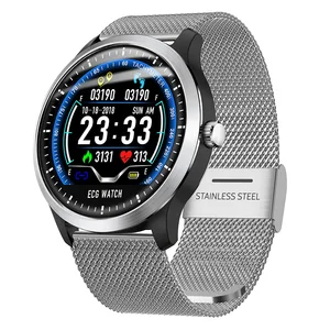 2019  N58 ECG PPG smart watch  3D UI with ecg electrocardiograph holter display heart rate monitor blood pressure