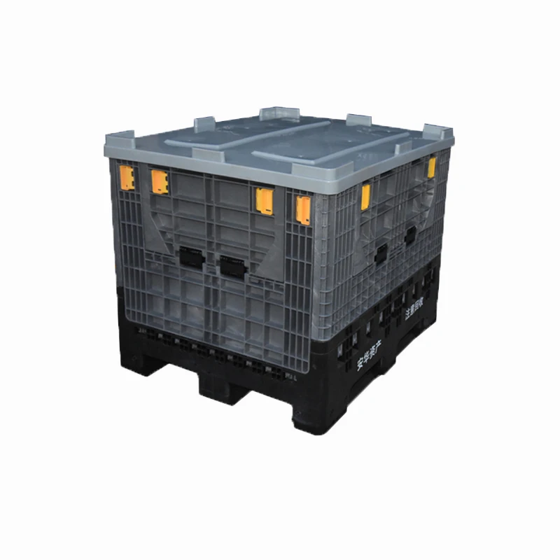 

collapsible folding Plastic Pallet Box with lid bin pallet foldable