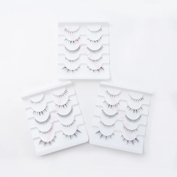 

OEM factory price waterproof own brand bottom synthetic false strip eye lashes, Black