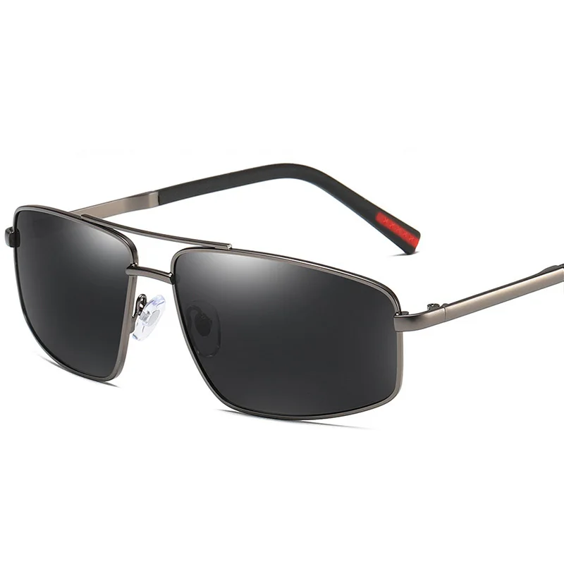 

Wholesale TR90 polarized sun glasses high quality double beam fashion outdoor metal square sunglasses men