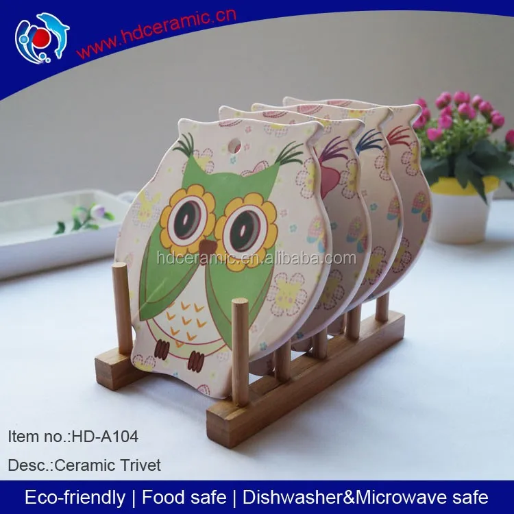 Ceramic Trivet Pot Holder Owl Trivet Decorative Ceramic Trivets