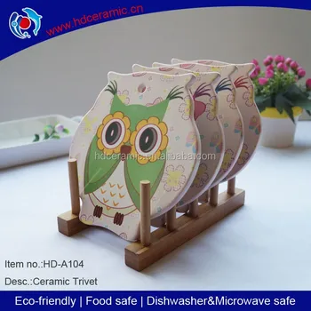 Ceramic Trivet Pot Holder Owl Trivet Decorative Ceramic Trivets