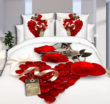 White And Red Rose 2 Reactive Printed 3d Bed Set 3d Bedding Set