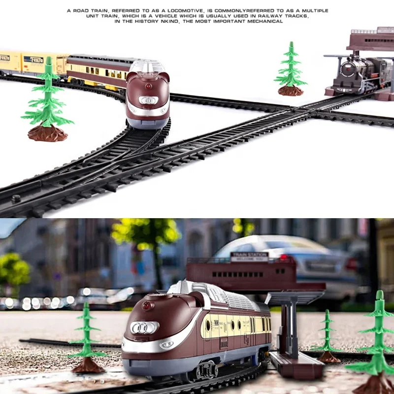 
1:87 Educational DIY Railway Station Electric Track Train Locomotive Set Toys With Light and Music for Kids 