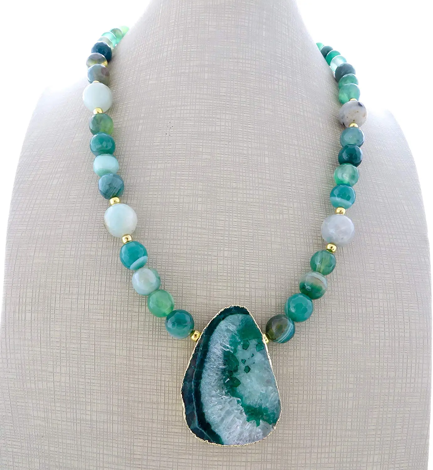 Crackle Agate Necklace,White Jade Necklace,Beaded Necklace,Gemstone Necklace,Women/'s Necklace