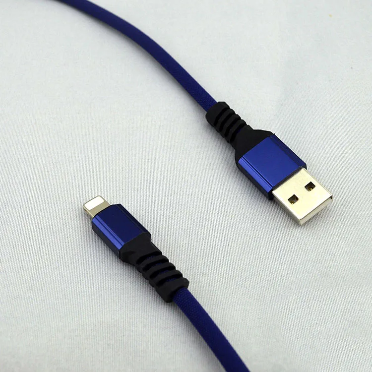Top quality durable thick cloth braided usb data sync charging cable for iphone with custom logo - ANKUX.COM