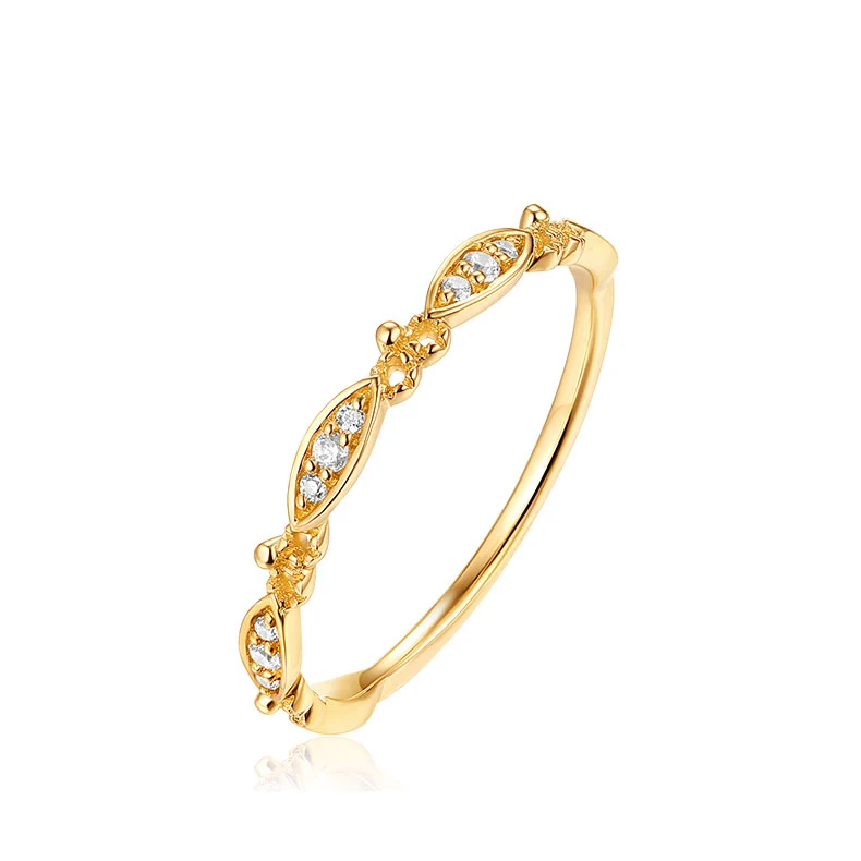 

Affordable 14K solid gold art deco simulated diamond eternity wedding band ring, Yellow gold