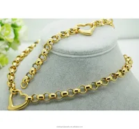 

SYNEW2-2 A Gift for Girlfriend Heart Shape Hip Hop jewelry Gold Plated Fashion Stainless Steel Jewelry Set