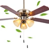 AC 60 watt motor antique bronze color pull chain ceiling fan with high RPM and 5 pieces of plywood blades