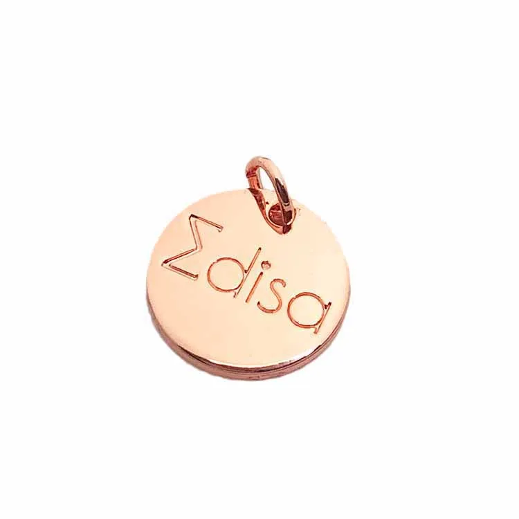 

Rose gold factory price custom charm logo jewelry tags engraved metal brand logo, Rose gold or custom