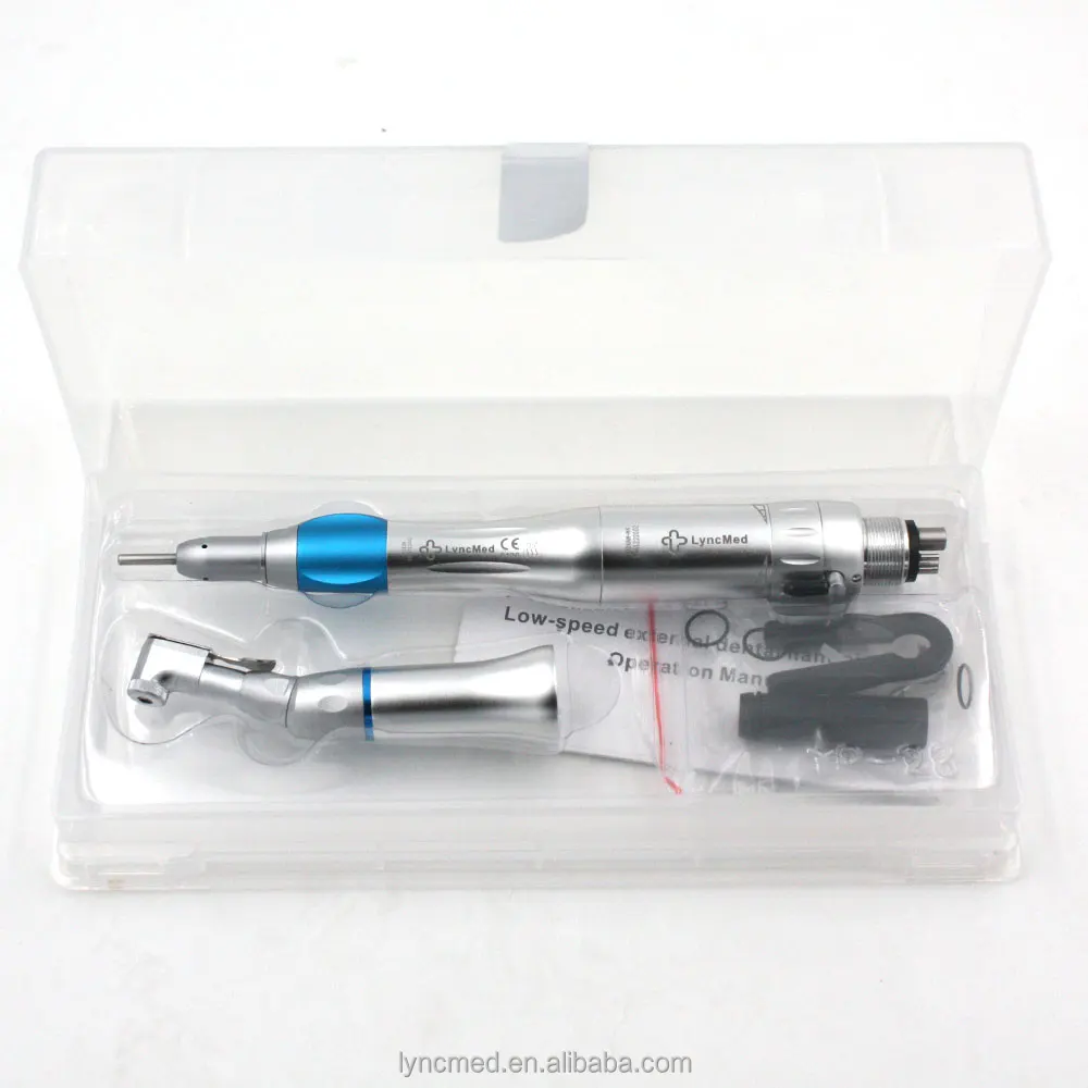 

Low Speed Dental Handpiece Kit Dental Contra Angle Straight Handpiece Air Motor Set 4 Hole 2 Hole, Silver