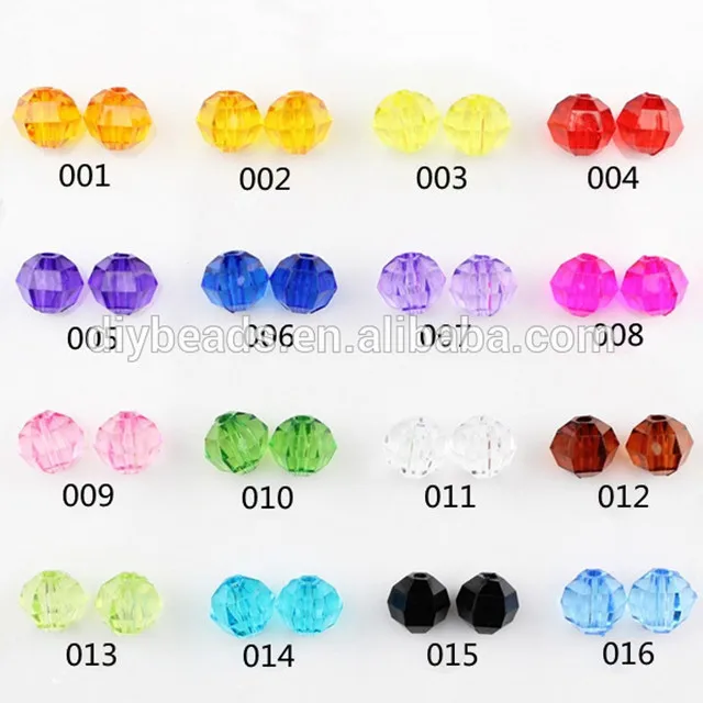 

Wholesale Round Faceted acrylic beads for DIY jewelry making, Multicolor