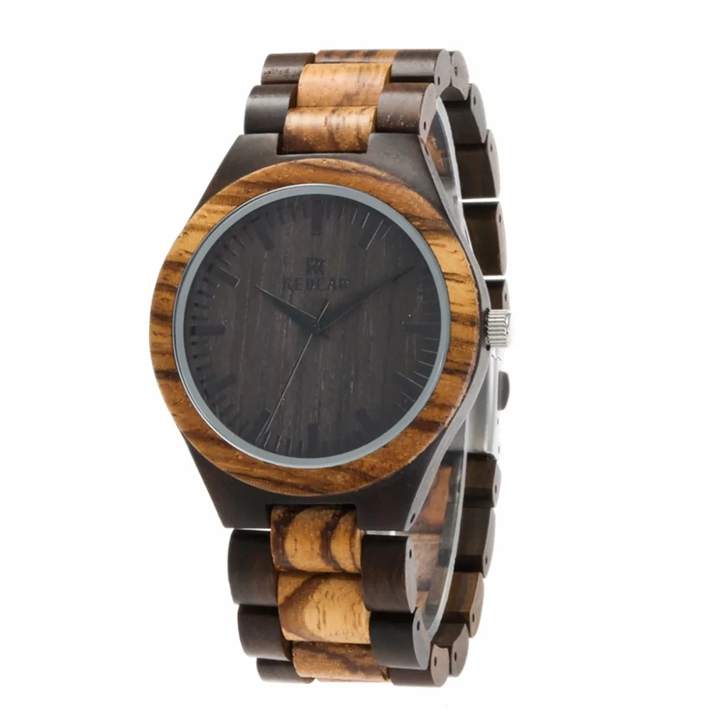 

2018 promote custom wood watch with wrist wood band from Shenzhen watch factory. Reloj de madera..., Black sandalwood nature color