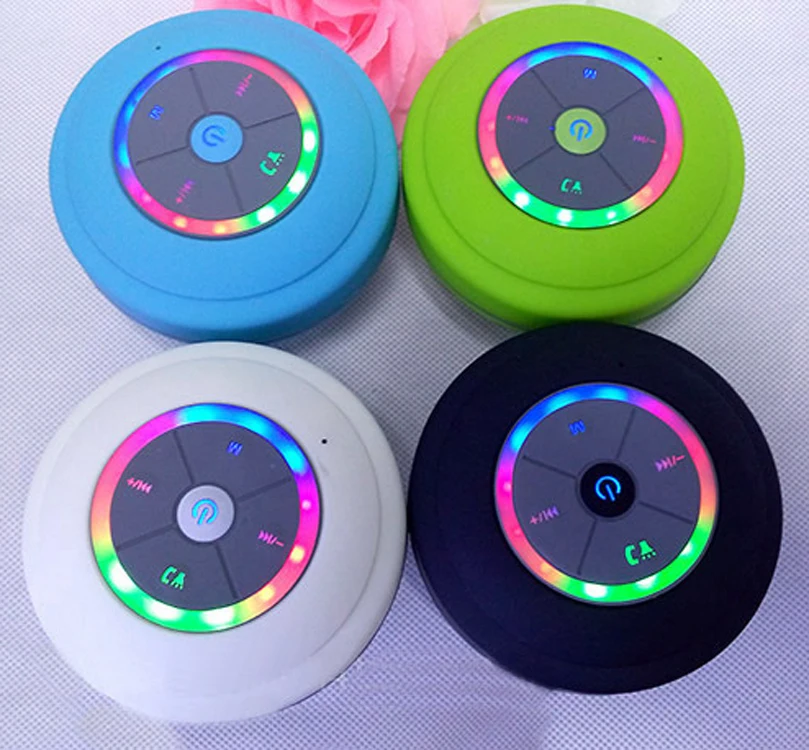sucker bathroom waterproof wireless speaker with led light and handsfree - ANKUX.COM