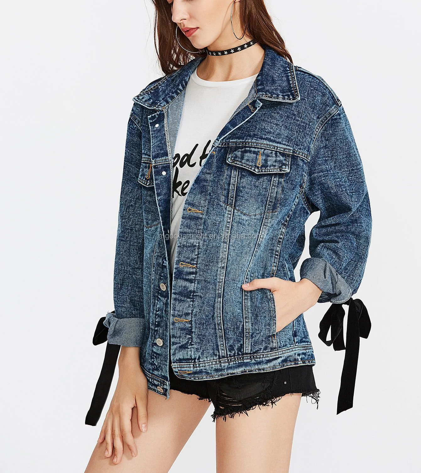 Ojal Encaje Hasta Detalle Denimjacket Punk Girl Chaqueta De Mezclilla Azul Oscuro Por Encargo Barato Al Por Mayor Buy Ojal Encaje Hasta Detalle Denimjacket Punk Girl Chaqueta De Mezclilla Azul Oscuro Personalizado Barato