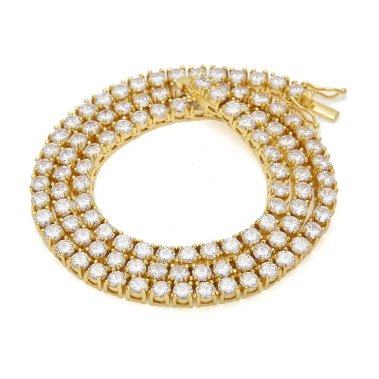 

Hiphop Bling Mens Rhinestones 1Row 5mm cubic zirconia tennis necklace