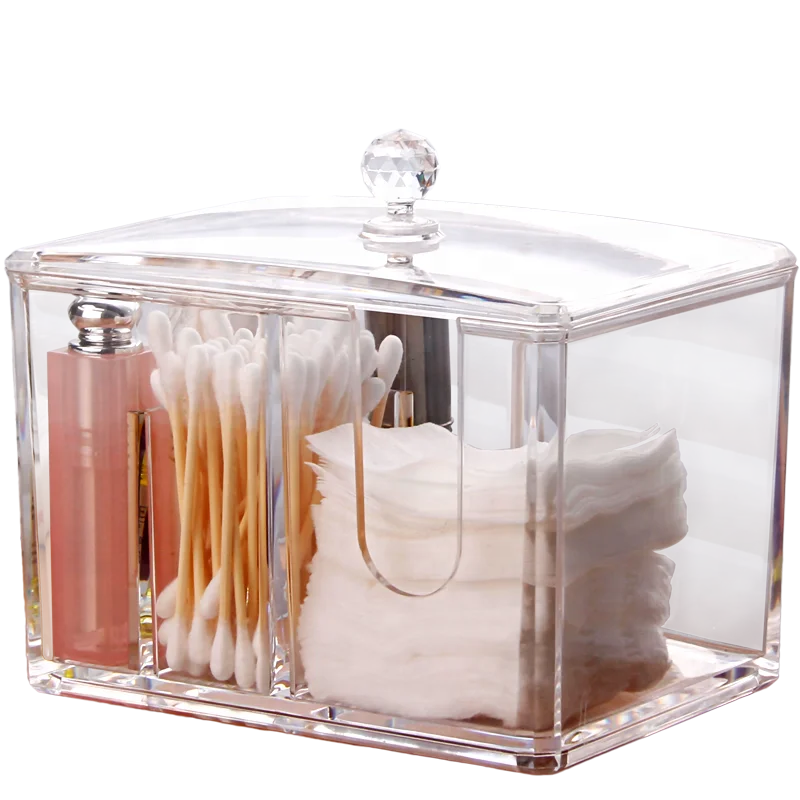 

Clear Acrylic Cotton Pad Storage Case Q-tips Holder Cosmetics Makeup Organizer for Cotton Swabs Make up Pads Eco-friendly