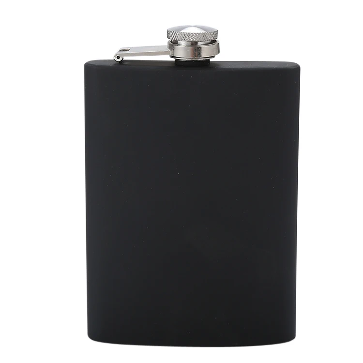 

MIKENDA Black color Portable plain hot sale stainless steel 8oz metal liquor hip flasks, Custom made