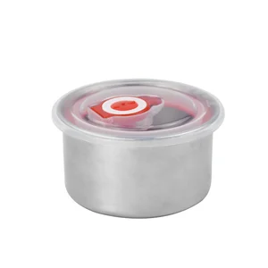Image of Free sample Stainless steel Small Round crisper bowl food container with plastic Leakproof lids