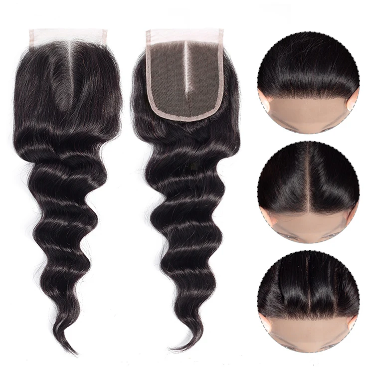 

Luxefame Brazilian Hair Closure Loose Deep Free/Middle/Three Part Natural Color 4x4 Swiss Lace Remy Human Hair Closure