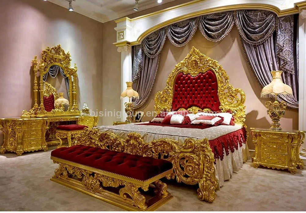 Italian Royal Baroque Style Hand Carved Gold Plated Red Bedroom Set Luxury Design Romantic Wedding Bed Bf11 Y10005r View Royal Palace Imperial