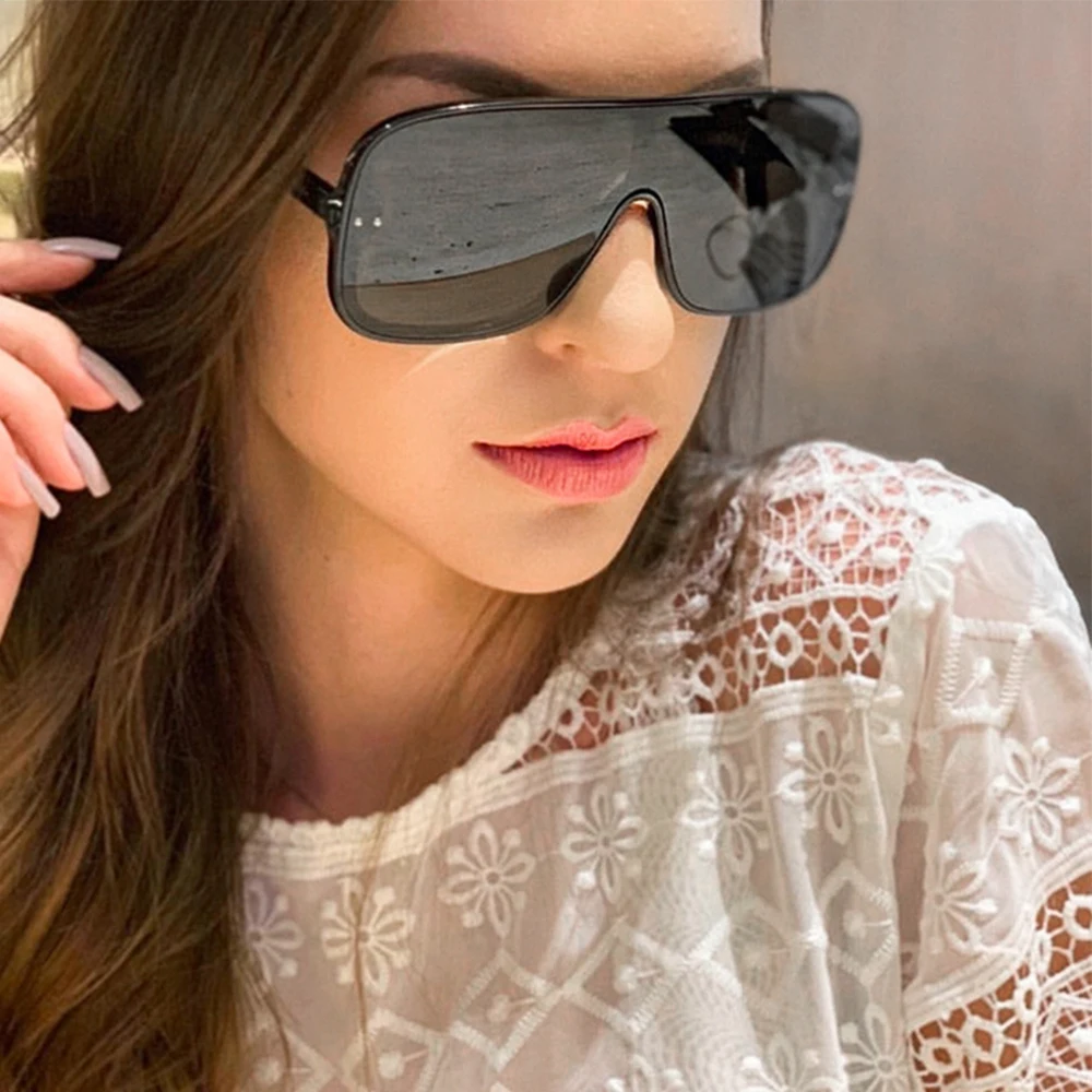 Sparloo 1031 Plastic Oversize Women Black Sunglasses