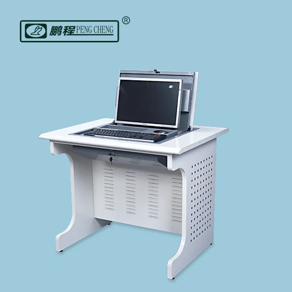 
Hide Away Metal Safety Box LCD Monitor Rolled Flip Up Computer Desk Furniture 