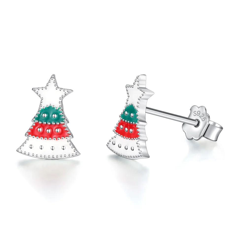 

Wholesale Custom 925 Sterling Silver Earrings Christmas Tree Shape Earrings fit Gift Women Wedding Wearing For Christmas Gift