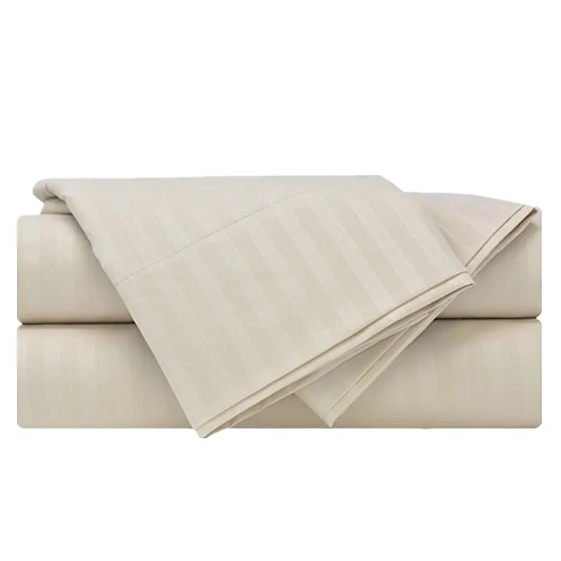 300tc 100 Cotton 3cm Satin Stripe Bed Sheet Set/used Hotel Bedding