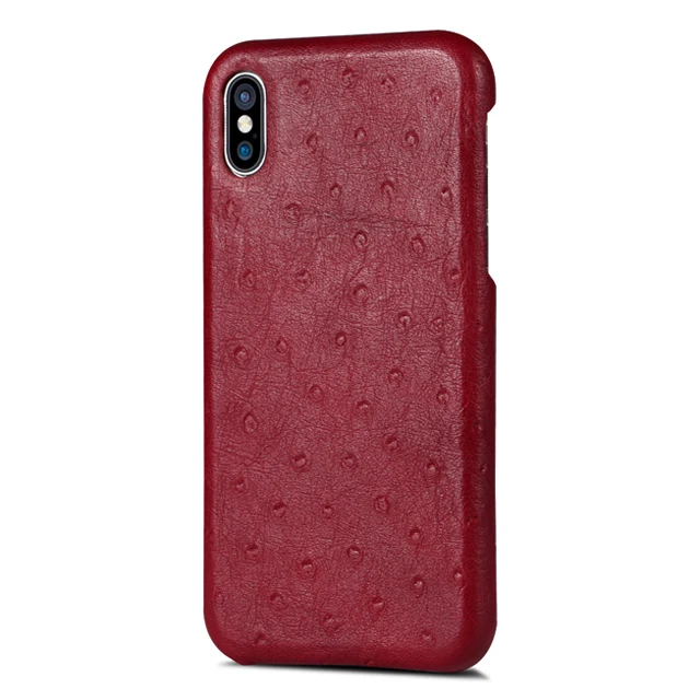 

High Quality Genuine Leather Phone Case Fashion Ostrich Genuine Leather Phone Cover for iphoneX, Black, brown, red