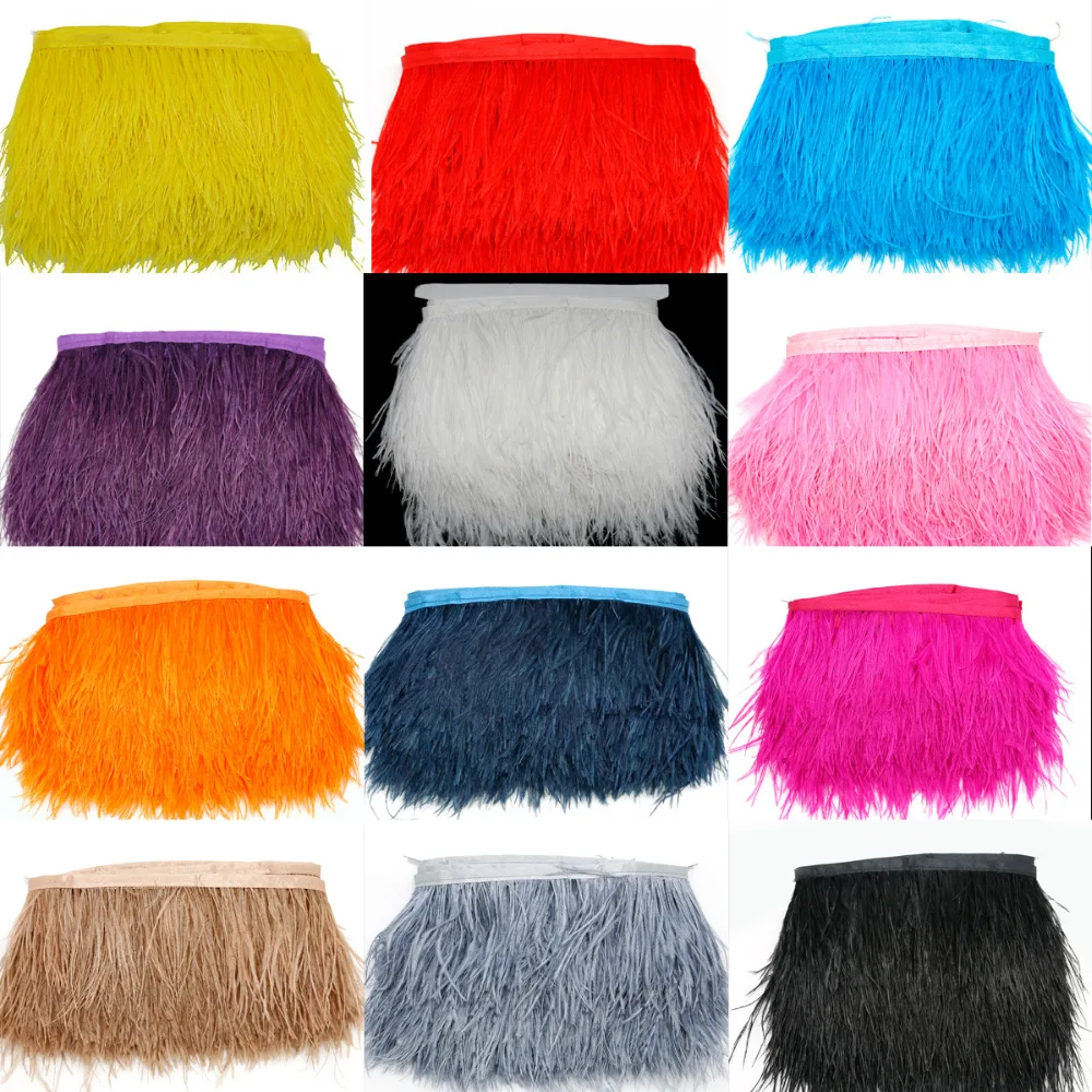 Custom 10cm Multi Color Long Ostrich Feather Plumes Fringe Trim for Party Clothes (3).jpg
