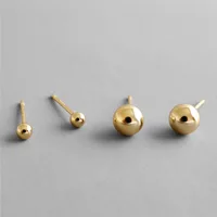 

3mm 6mm everyday silver jewelry 18K gold plated sterling silver ball stud earrings