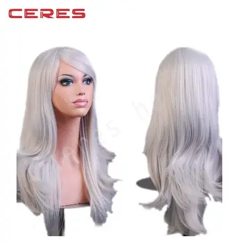 28 Lace Front Women S Hair Wig Natural Big Wavy Silver White Wigs