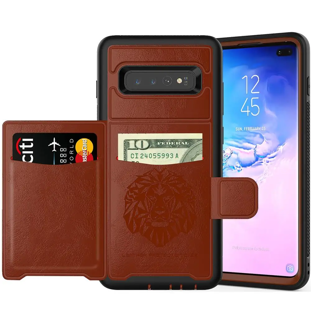 

Top quality wallet defender case for Samsung galaxy S10 S10 plus magnetic full-body cover, Black;red;orange;coffe;blue