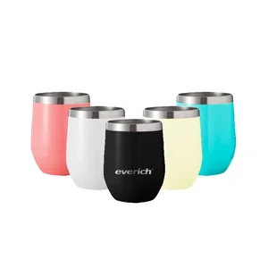 Image of 2019 New Item 2pack 12oz stainless steel double wall insulated wine tumbler with BPA free lid and straw