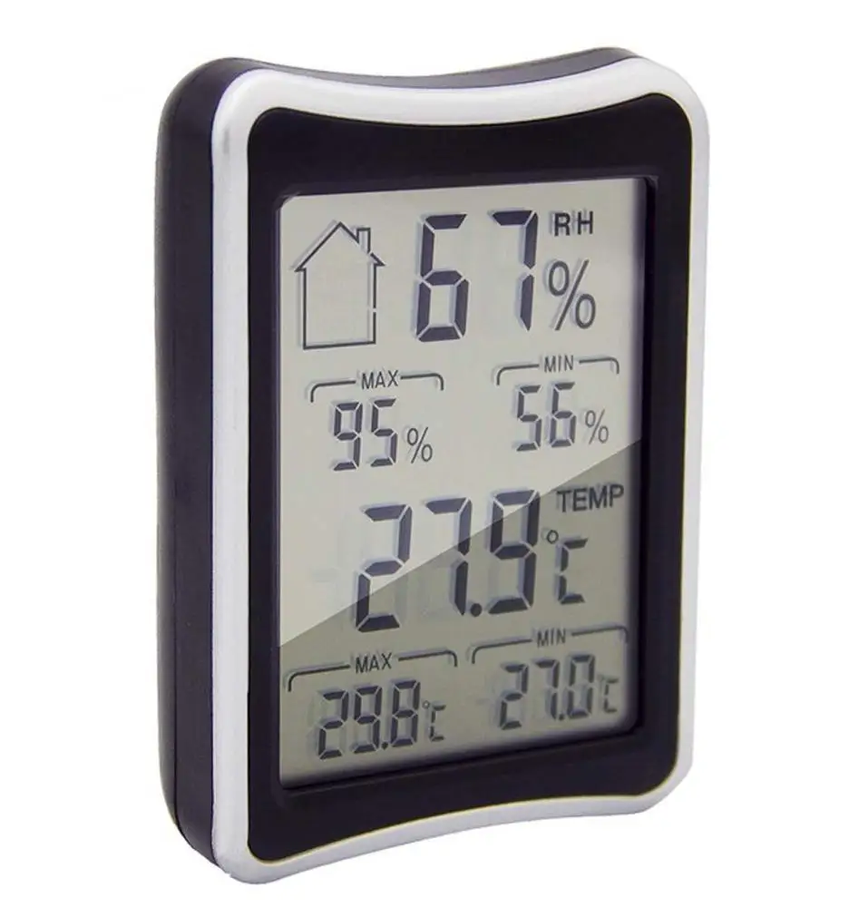 

Indoor Room Big LCD Screen Temperature and Humidity Meter Digital Room Thermometer Hydrometer, Grey