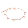 heart charm chain link fancy style stainless steel anklet crystal