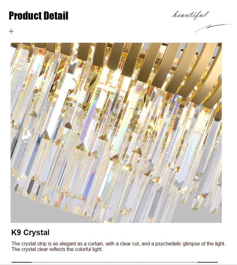 Postmodern contemporary luxury home living room golden crystal ceiling led lighting for villa