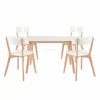 scandinavian solid wood rectangle birch 6 chairs Dining Table with White MDF top