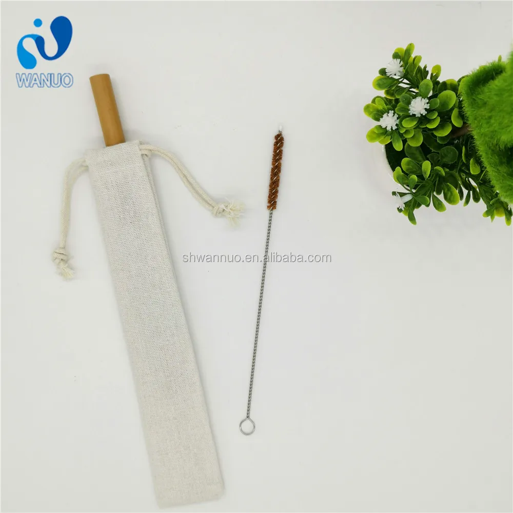 

WanuoCraft Environmentally Friendly Recyclable 1pcs Bamboo Straw Set, Portable Linen Bag and Coconut Brush, Natural